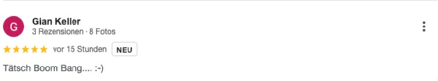 Auch Nutzer Gian Keller gibt fünf Sterne.