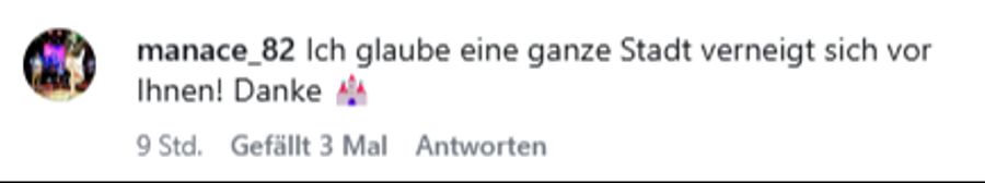 «Eine ganze Stadt verneigt sich vor Ihnen», schreibt dieser User.