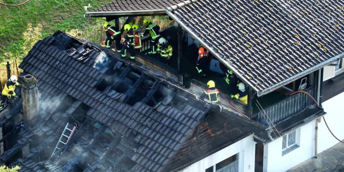 Oberterzen: Brand von Hausanbau. Brand von Hausanbau.