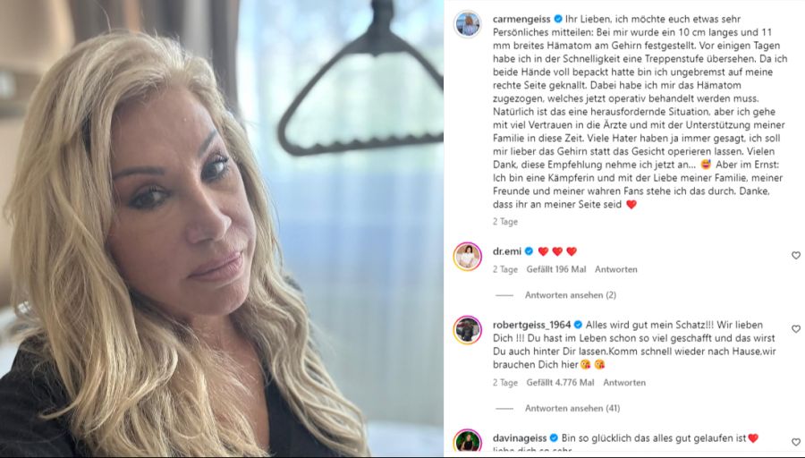 Carmen Geiss meldete sich mit einer Schocknachricht bei ihren Fans.