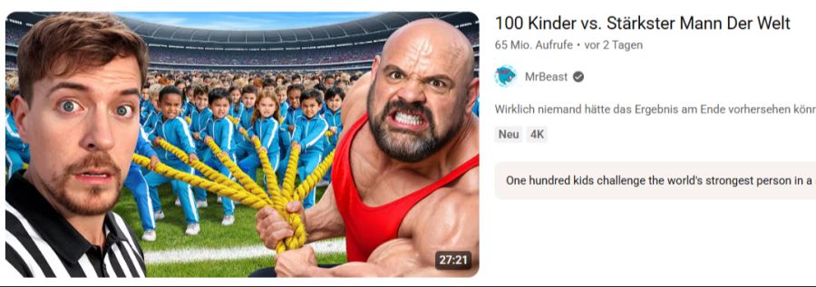 Auch internationale Youtube-Grössen wie der Influencer «MrBeast» werden von Englisch auf Deutsch übersetzt.