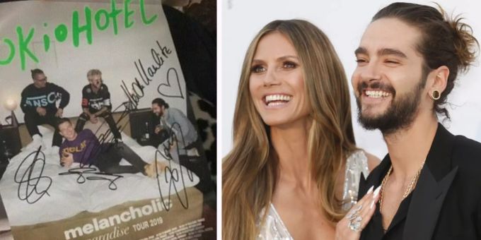 Heidi Klum unterschrieb auf dem Autogramm (links) mit «Heidi Kaulitz». heidi klum