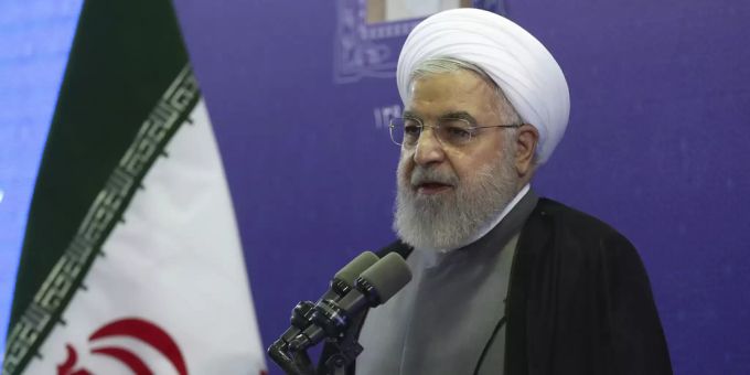 Der iranische Präsident Hassan Rohani während einer Rede. Hassan Rohani