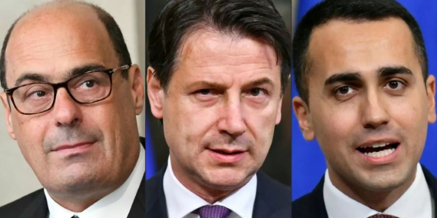 Zingaretti, Conte und Di Maio (v.l.)