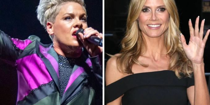 Pink (l.) singt den neuen Titelsong der kommenden «GNTM»-Staffel mit Heidi Klum. GNTM Pink