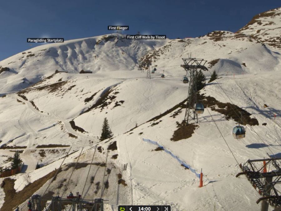 Auch Grindelwald First könnte ein bisschen Schnee gut gebrauchen.