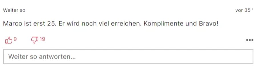 Ein Nau.ch-Leser erinnert daran, dass Odi erst 25 Jahre alt ist und noch viel mehr erreichen kann.