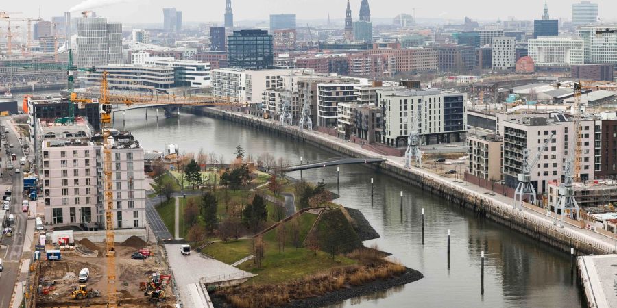 Blick auf das Hamburger Hafenviertel.