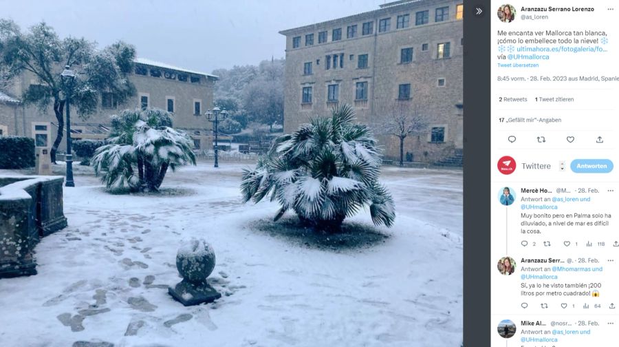 Das Sturmtief «Juliette» führte kürzlich auf Mallorca zu einem Wintereinbruch.