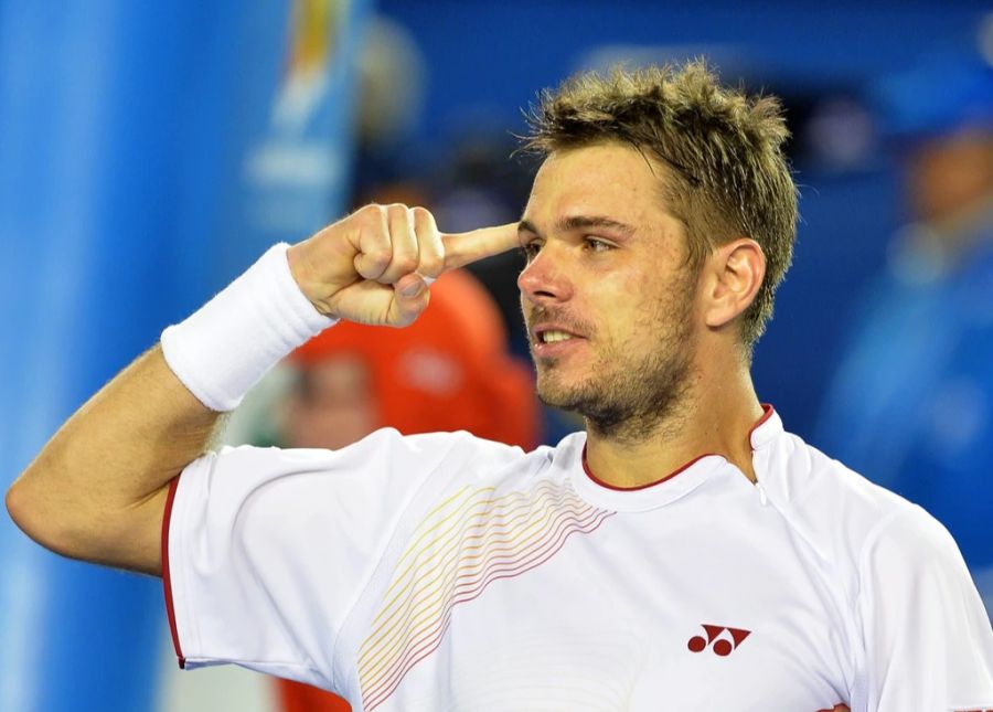 Stan Wawrinka nach seinem Sieg im Viertelfinal der Australian Open 2014 gegen Novak Djokovic.