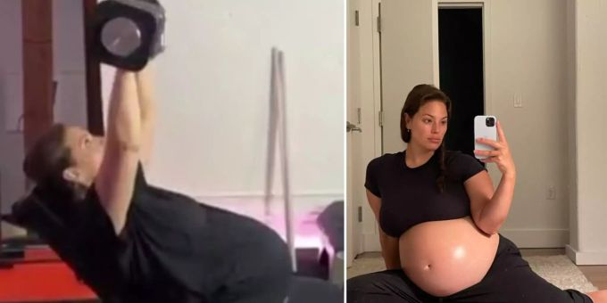 Schwanger mit Twins - Kurven-Model Ashley Graham pumpt im Fitnessstudio