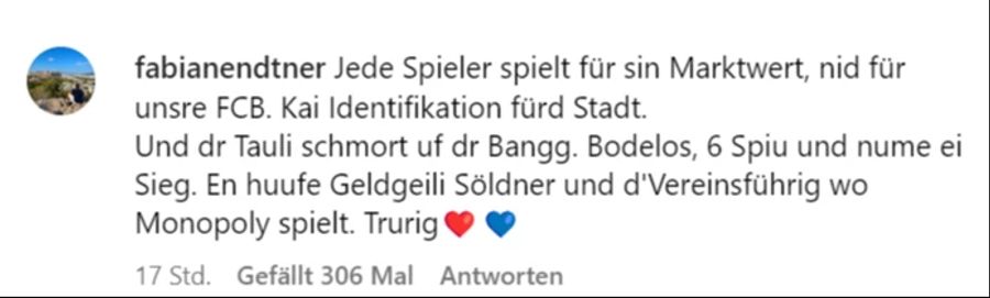 Diesem User fehlt die Identifikation der Spieler mit der Stadt.