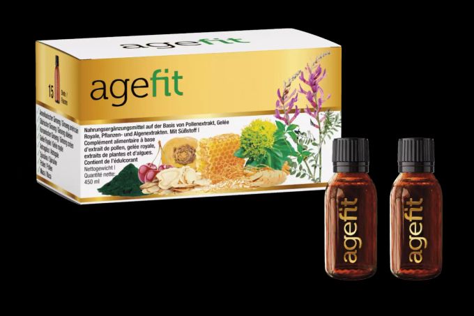 Unser Nahrungsergänzungsmittel auf der Basis von Pollenextrakt, Gelée Royal, Pflanzen- und Algenextrakte. Agefit