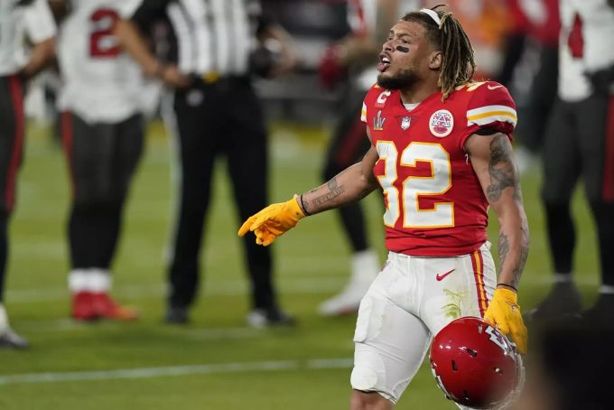 Tyrann Mathieu (SS Kansas City Chiefs) nach dem Super Bowl LV der NFL. Tyrann Mathieu Super Bowl