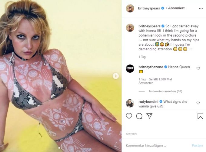 Britney Spears zeigt sich mit mysteriösen Henna-Tattoos. Was haben sie zu bedeuten? britney spears