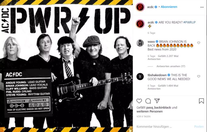 Mit einem Instagram-Post von vor einer Woche verkündete AC/DC auch die Rückkehr von ehemaligen Mitgliedern. ac/dc