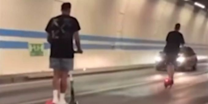 Polizei entwischt! - E-Trotti-Fahrer kurven durch Zürcher Autotunnel