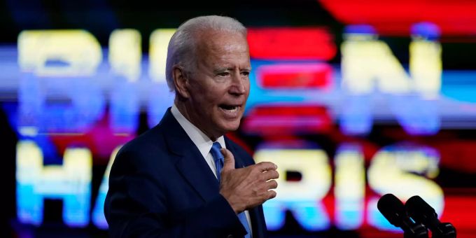 Joe Biden, demokratischer Präsidentschaftskandidat, hält eine Rede. Wahlkampf