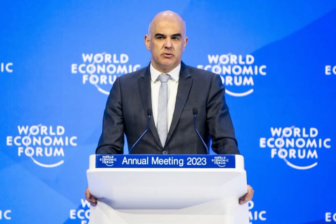 Alain Berset, Präsident der Schweiz, spricht während des 53. jährlichen Treffens des Weltwirtschaftsforums (WEF) in Davos, Schweiz, am Dienstag, 17. Januar 2023. Berset Wef