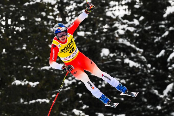 Marco Odermatt in der Abfahrt in Gröden. Marco Odermatt Weltcup