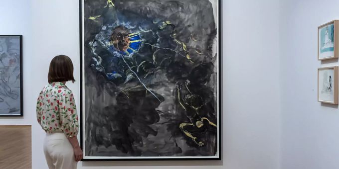 Barack Obama als religiöser Heilsbringer in der ironischen Umsetzung von Kara Walker auf Papier. Kara Walker