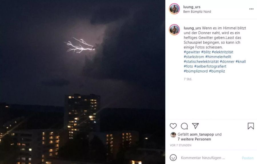 Dieses Bild wurde am Sonntagabend in Bern Bümpliz Nord aufgenommen.