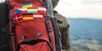 Rucksack, Europa, Landschaft, Flaggen