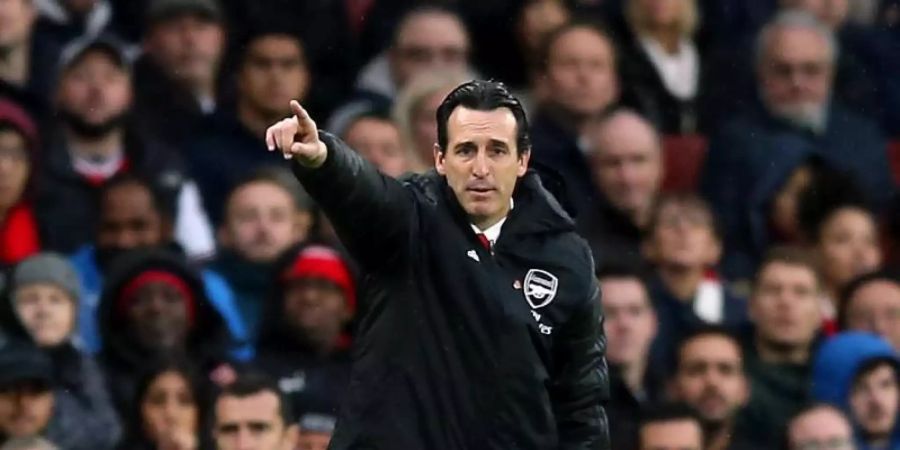 Unai Emery, Trainer von FC Arsenal, gestikuliert am Spielfeldrand. Foto: Paul Harding/PA Wire/dpa