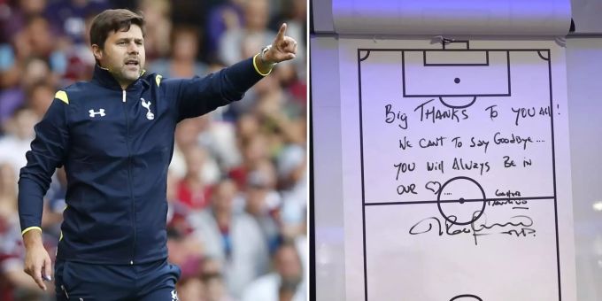 Maurizio Pochettino, Ex-Trainer der Tottenham Hotspur schrieb eine Abschiedsbotschaft an die Taktik-Tafel. Maurizio Pochettino Tottenham Hotspur