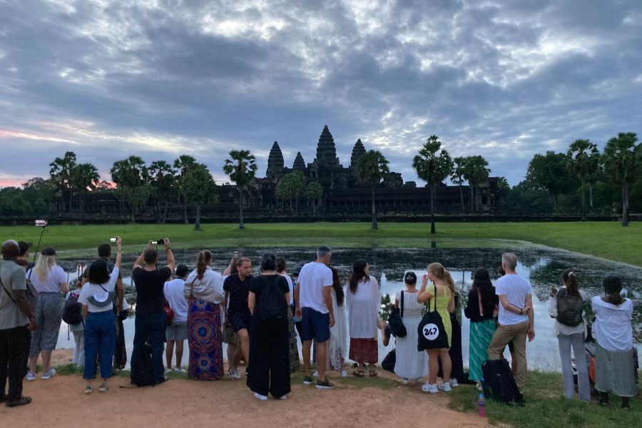 Touristen Angkor Tempel Kambodscha