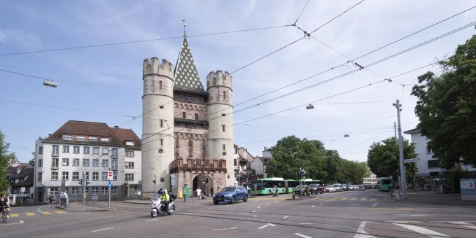 Die Westseite des Spalentor in Basel. Die Westseite des Spalentor in Basel.