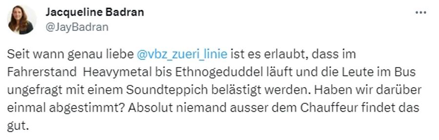 Jacqueline Badran hält es für keine gute Idee, dass die VBZ-Chauffeure Musik hören dürfen.