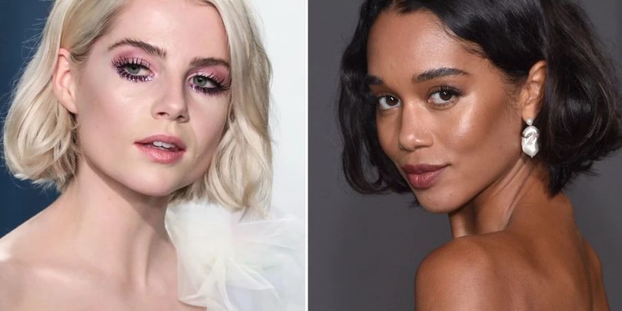 Der Textured Bob auf dem roten Teppich: Die Schauspielerinnen Lucy Boynton und Laura Harrier tragen beide eine Variante des angesagten Haarschnitts.