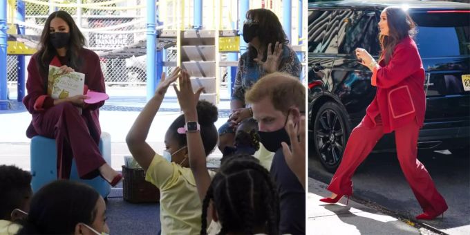 Meghan Markle lief im Problemviertel Harlem im Designer-Outfit auf. Meghan Markle
