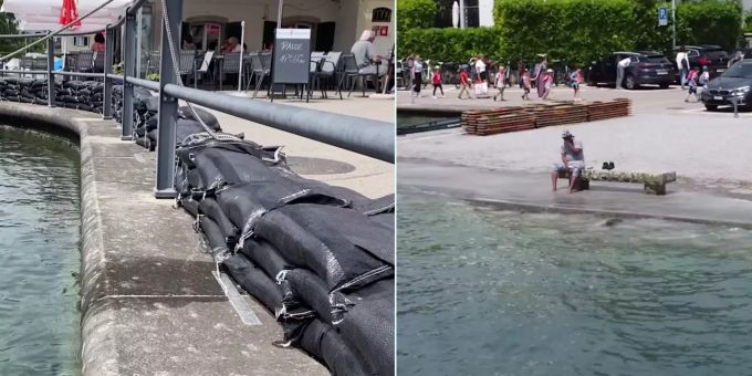 Der Pegel des Zürichsees erreicht Gefahrenstufe 4. zürichsee