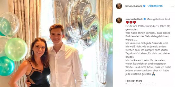 Simone Mecky-Ballack erinnert in einem emotionalen Instagram-Post an ihren verstorbenen Sohn Emilio (†18). simone ballack
