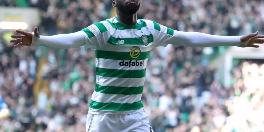 Celtic Glasgows Odsonne Edouard feiert das erste Tor seiner Mannschaft. Foto: Andrew Milligan/PA Wire