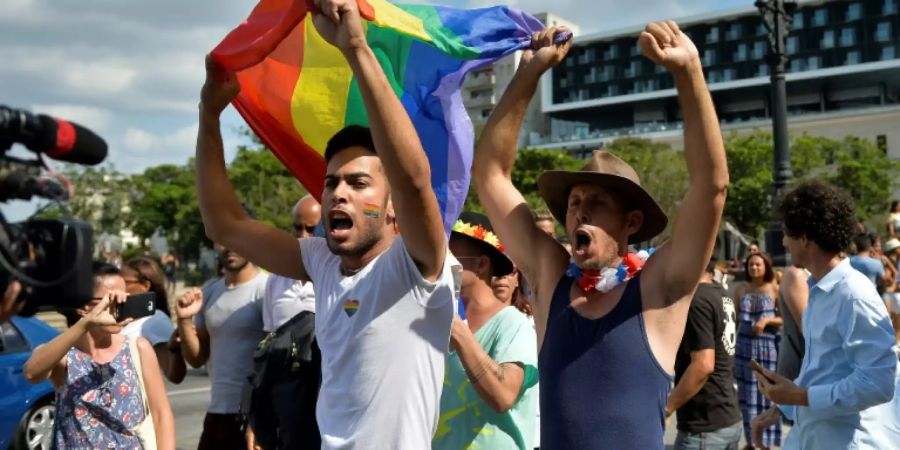 Teilnehmer des Protestes in Havanna