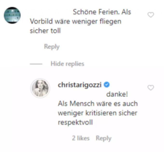 Christa Rigozzi kontert Klima-Kritik. Christa Rigozzi