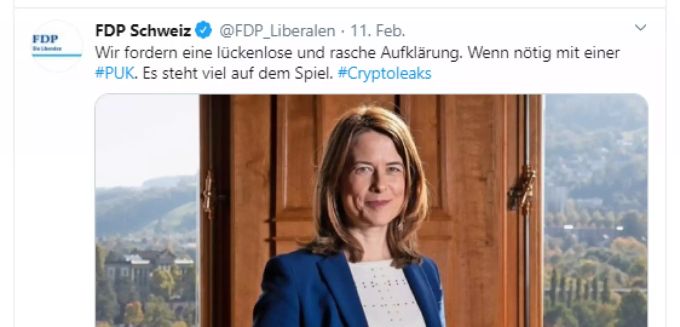 Die FDP fordert eine rasche Aufklärung der Crypto-Affäre. gössi