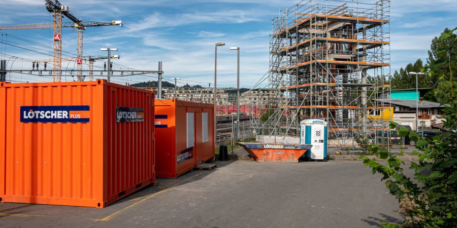 Eine Baustelle bei der Güterstrasse in der Stadt Luzern.