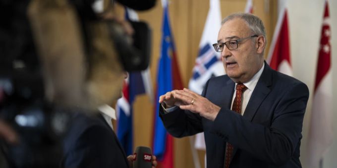 Bundesrat Guy Parmelin an der Efta-Ministerkonferenz in Schaan (FL). (Archivbild) bundesrat guy parmelin efta