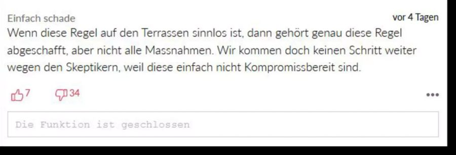 Es gibt auch ein Mittelmass, meint ein Leser.