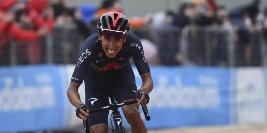 Egan Bernal gewann die zweite Giro-Bergankunft. Foto: Gian Mattia D'alberto/LaPresse/AP/dpa