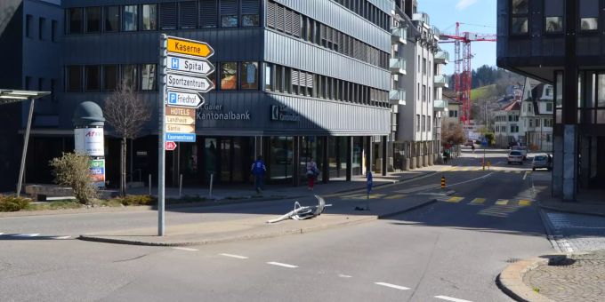 Unfallbereich in Herisau, Obstmarkt. Appenzell Ausserrhoden