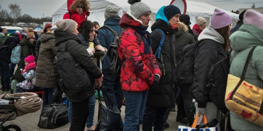 In Polen angekommene Flüchtlinge aus der Ukraine