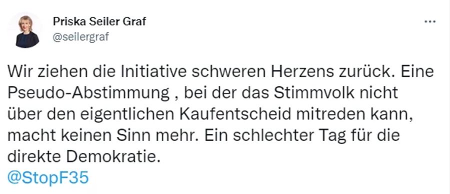 Priska Seiler Graf (SP/ZH) twittert über einen schlechten Tag für die Demokratie.