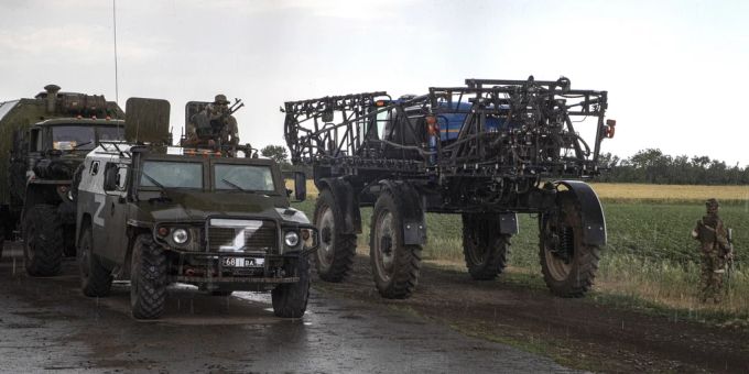 Russische Soldaten in Melitopol. Russland