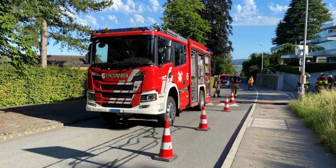 Flammen und Rauch im Heizungskeller.