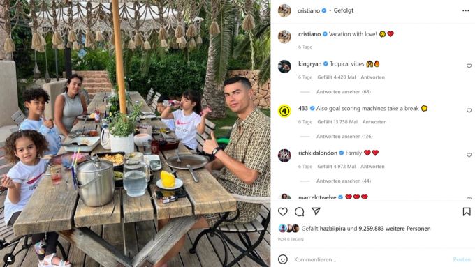 Ronaldo verbringt seine Ferien mit der Familie auf Mallorca. ronaldo